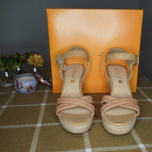 New Unisa Tan Wedge Sandals Size 6.5